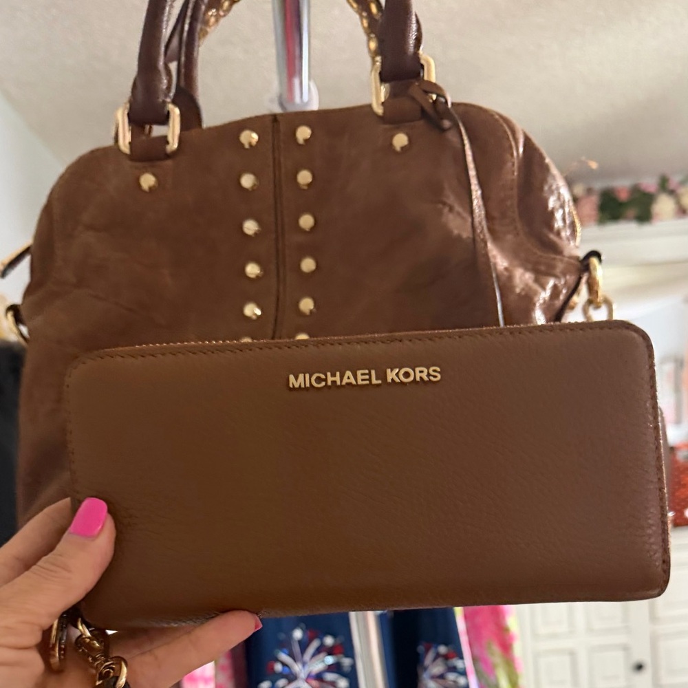 Michael Kors Brown Leather Handbag and Michael Kors Leather Wallet - Picture 3 of 3